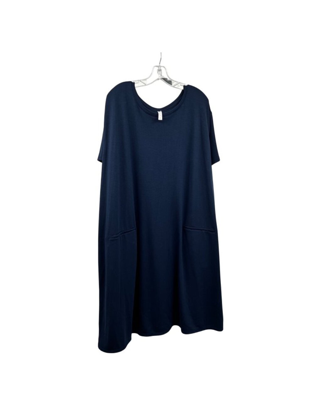 STYLUS Womens T-Shirt Dress Short Sleeve Blue Size 3X Faux Pockets